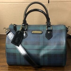 RALPH LAUREN Black Watch Plaid Speedy Boston Overnight Carry-On Travel Bag 30cm